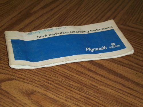 1968 plymouth belvedere operating instructions owners manual