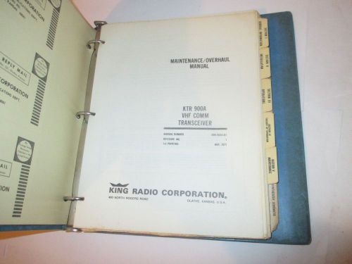 King ktr 900a vhf comm transceiver maintenance overhaul manual avionics aircraft