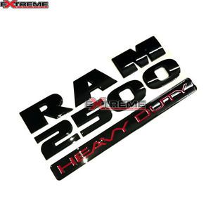 Fit for 10-16 dodge ram 2500 heavy duty glossy black/red emblem nameplate badge