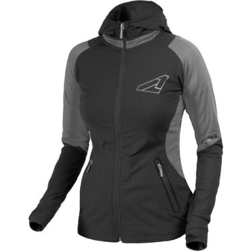 Fxr clash womens active zip up hoodie black/gray heather