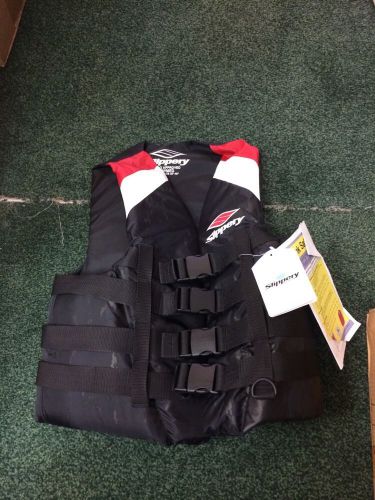 New slippery nylon life vest pwc pfd small medium chest 32-40 black red white