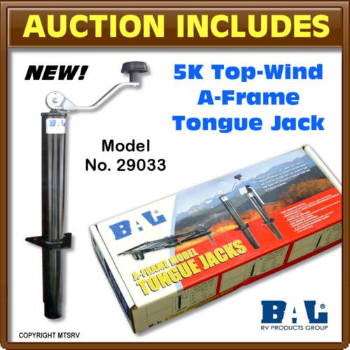 Bal - top wind a-frame trailer camper tongue jack - 5000 lb rating nib -z-