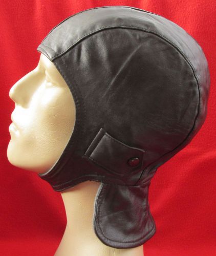 Old vintage leather motorbike motorcycle cap hat