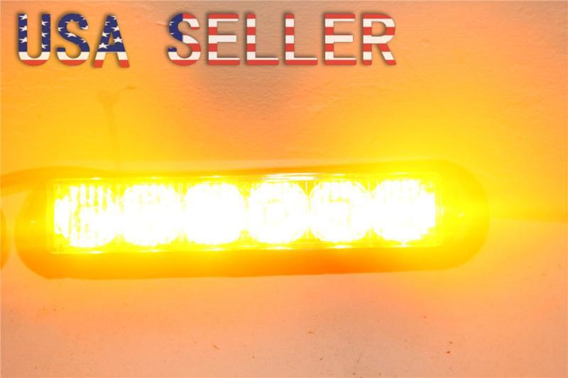 New 6 led 6w surface mount strobe warning flashing light amber