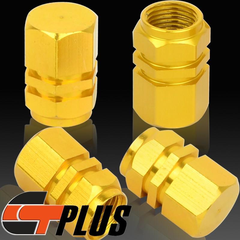 Aluminum golden yellow wheel air pressure valve stem cap cover set auto car suv