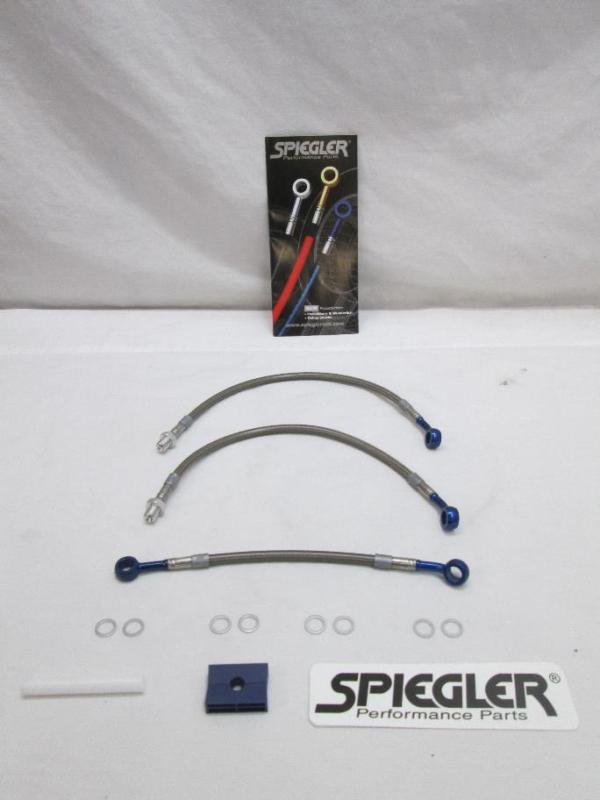 Spiegler s/s front brake 3-line kit - clr/blu suz gsxr 600