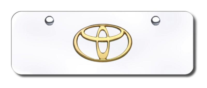 Toyota logo gold on chrome mini-license plate made in usa genuine