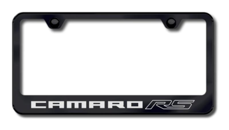 Gm camaro rs laser etched license plate frame-black made in usa genuine