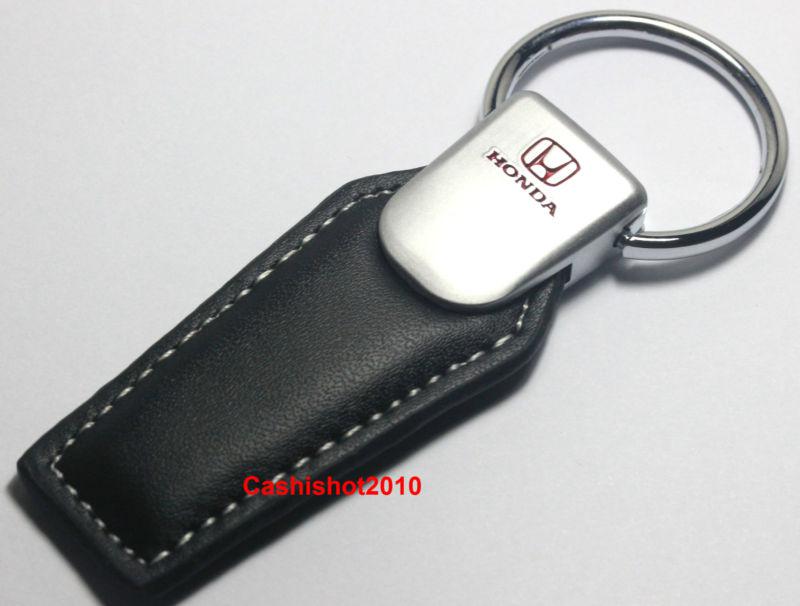 Honda leather pull key chain ring civic accord crv crz crosstour odyssey fit 
