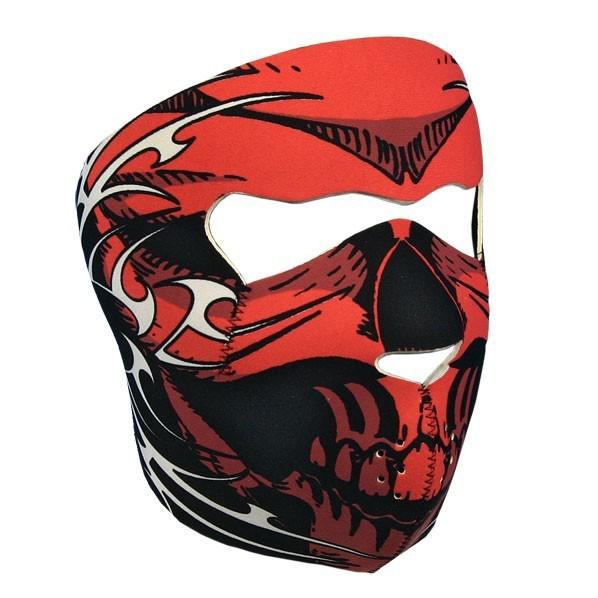 2 n 1 reversible motorcycle biker, skiers neoprene face mask - red tribal skull!