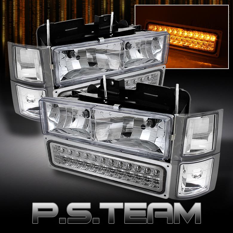 94-98 c10 full size tahoe suburban blazer glass headlights +corner +led bumper