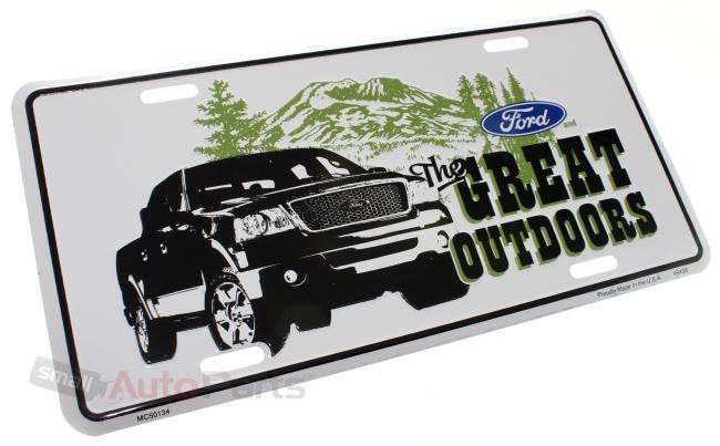 Ford the great outdoors license plate aluminum stamped embossed metal truck tag