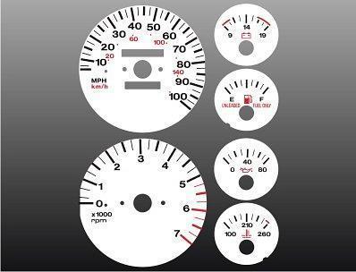 1992-1995 jeep grand cherokee instrument cluster white face gauges 92-95