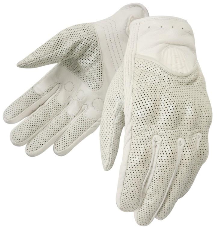 Fieldsheer vanity white medium perforated leather motorcycle riding gloves md