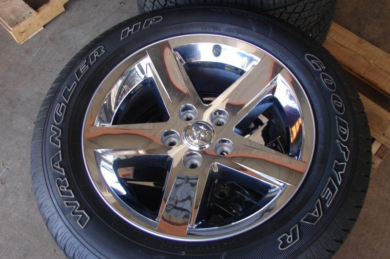 4- 20" dodge ram 1500 5 spoke chrome factory wheels rims tires