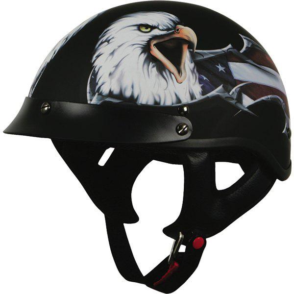 Gloss black s torc black hills t-53 eagle half helmet