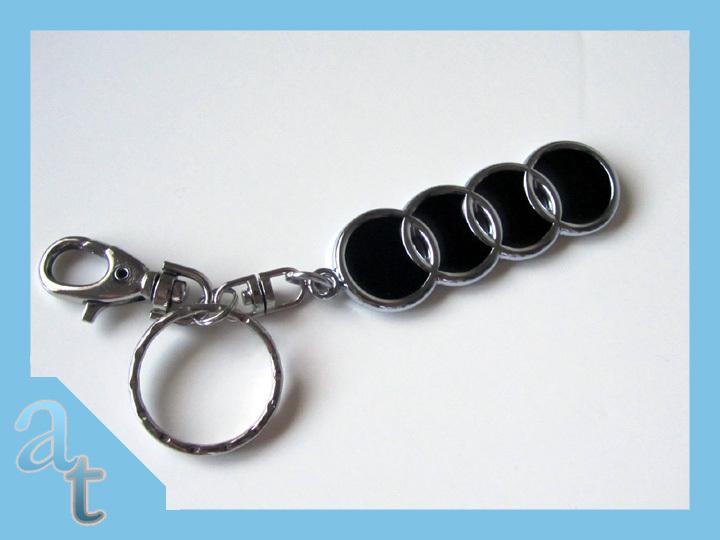 Audi chrome metal key chain keychain fob ring black/chrome s4 s5 a4 a5 a8 s8 a6