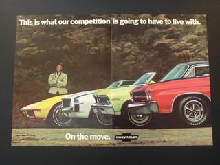 1970 chevelle ss nova 1969 camaro ss  corvette large original car ad 1971 poster
