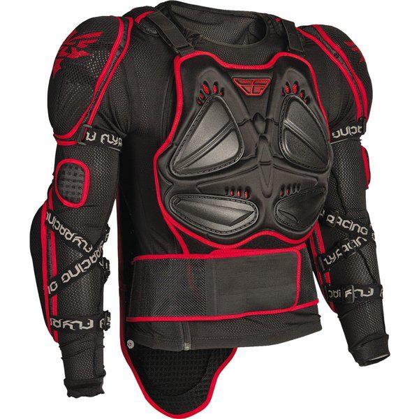 Black/red m fly racing barricade long sleeve protection suit