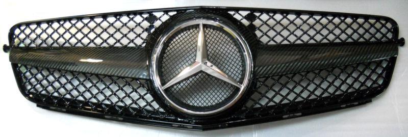 Mercedes w204 07-on carbon fiber/bk mesh grid center sl style grill c230.. 