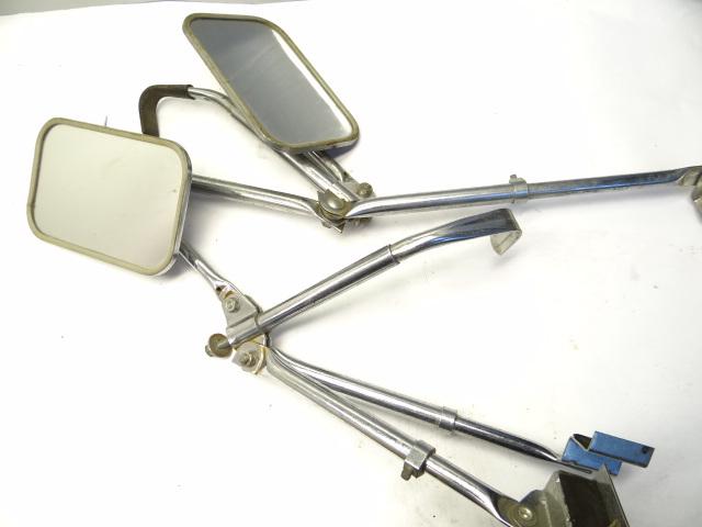 Vintage chrome unbranded adjustable large truck side view mirrors brackets parts
