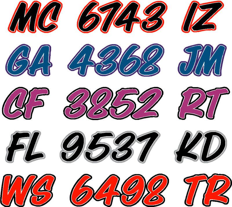 Boat registration numbers & letters pwc jetski decal / stickers 2 - color decals