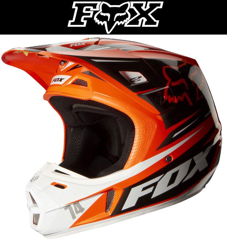 Fox racing v2 race orange black dirt bike helmet motocross mx atv 2014