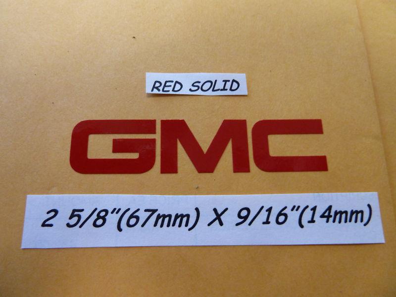 (4) gmc  2 5/8" x 9/16" denali sierra wheel cap decals logos stickers red solid