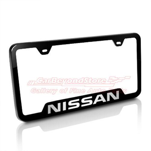 Nissan black stainless steel license plate frame, lifetime warranty + free gift