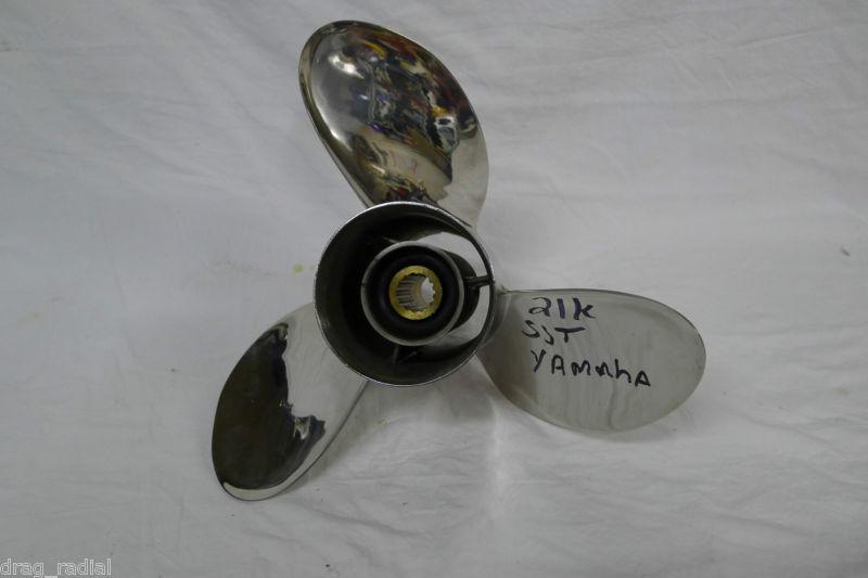 Yamaha oem 13-1/2"x21-k stainless steel high performance 3-blade propeller nice 