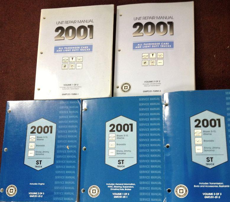 2001 chevy s-10 s10 blazer jimmy envoy sonoma service shop repair manual set +