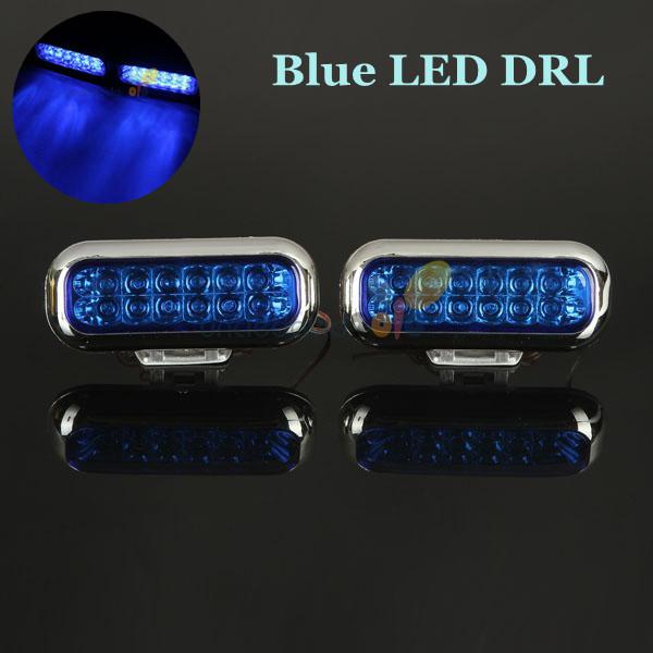 2x 12 led blue daytime running light drl universal foglight aux driving lamp