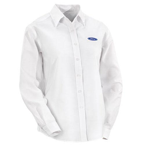 New ford motor company ladies button down white oxford size sm or l dress shirt!
