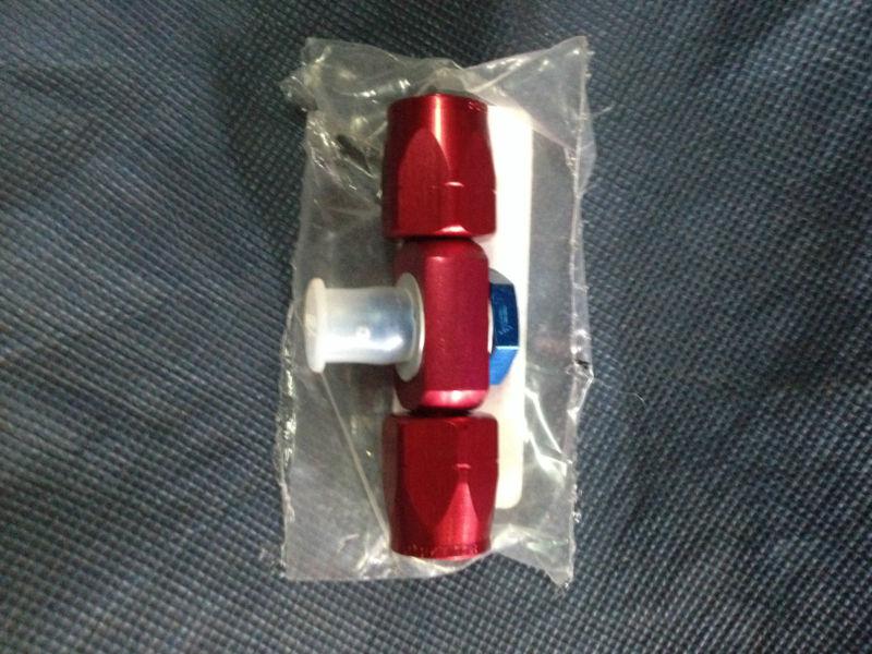 Hose end 12 x 1 weber double banjo to -6 an swivel seal red/blue ea