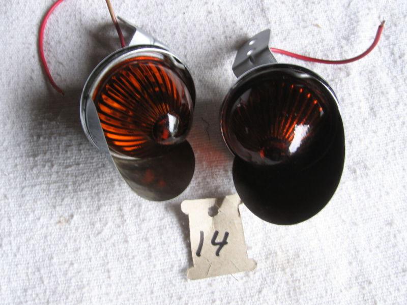 2 amber glass lens cone shape with visors clearance lights
