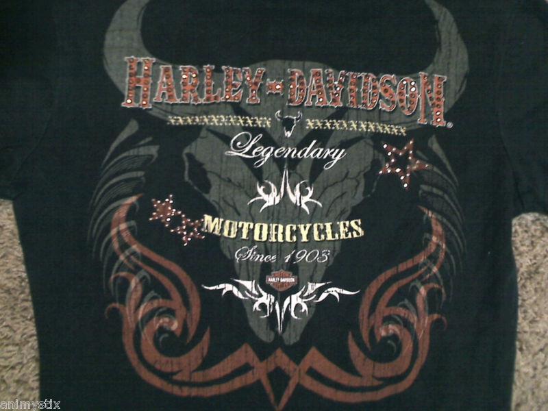 Harley davidson official licensed women's s small black shirt w/ rhinestones hd 