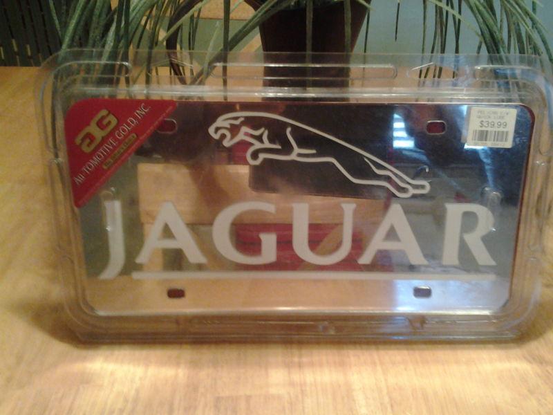 Jaguar white & chrome mirror license plate tag x.jag.cc