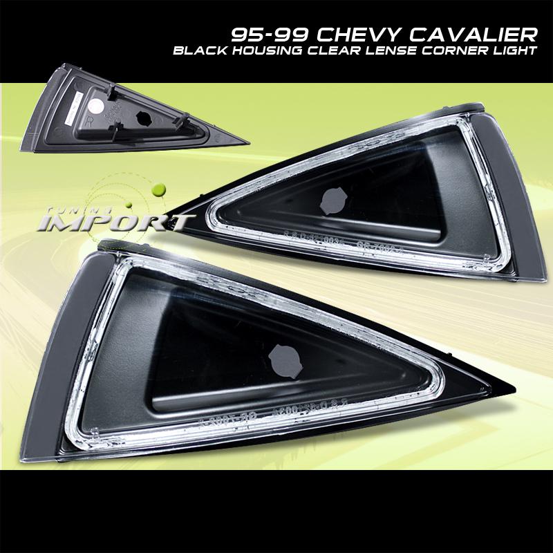 95-99 chevy cavalier rs ls z24 black side marker corner lights lamp pair set new