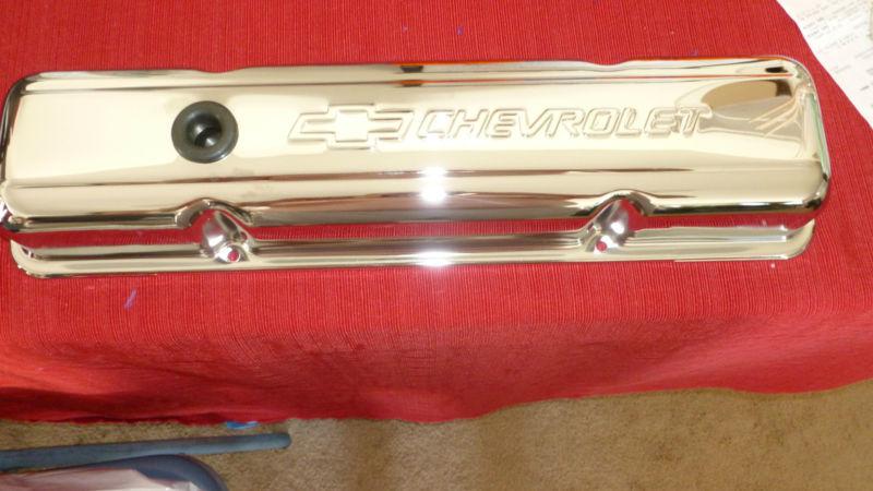 Pre 1986 low gm performance parts chrome small block valve covers with baffle