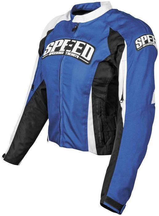 Speed and strength throttle body motorcycle jacket blue women's lg/large