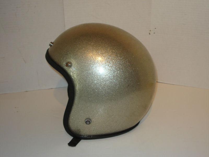 Vintage lear siegler ba-71 dated 9-73 silver metal flake motorcycle helmet 