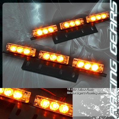 18 led amber emergency hazard warning flash strobe lights lightbars (2x bar)