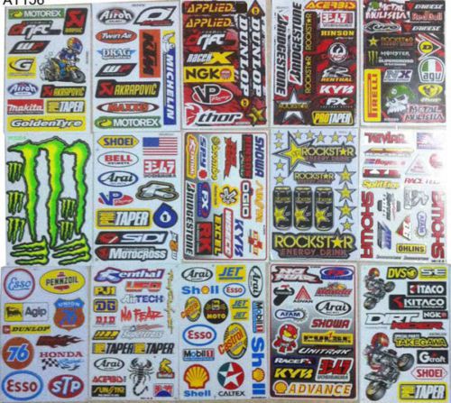 15 sheets atv  bike helmet  motorcycle stickers decal kit  #at15px