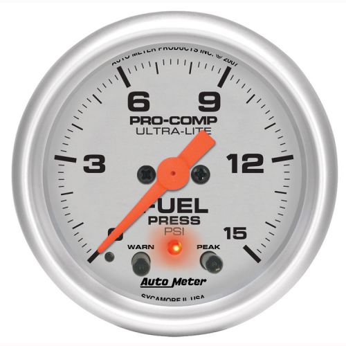 Auto meter 2 1/16 fuel pressure with peak memory and warning gauge 4367