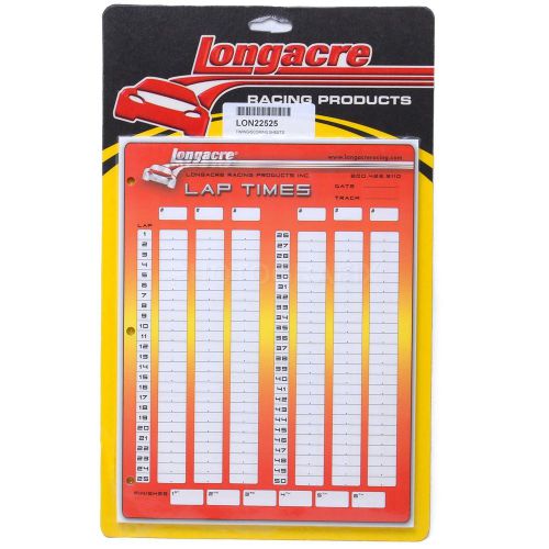 Longacre racing 22525 lap timing and race scoring sheets