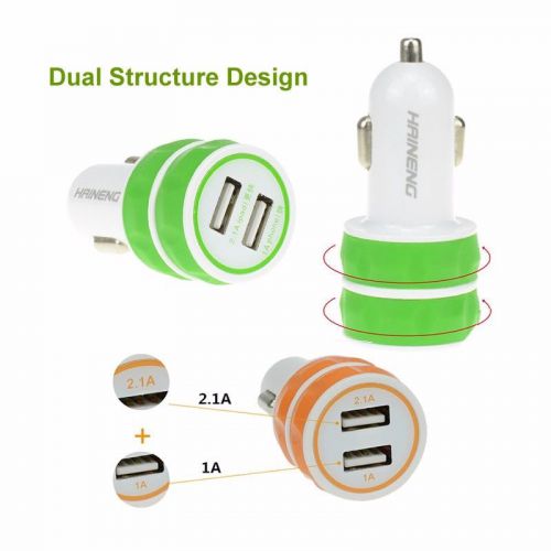 Haineng 3.1a silicone double usb vehicle moble phone charger for car