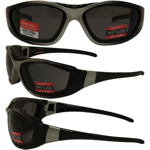 Freedom gloss grey and black frame motorcycle riding glasses smoke lens