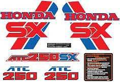 1987 87&#039; honda atc 250sx decal stickers set 7pc atv graphics