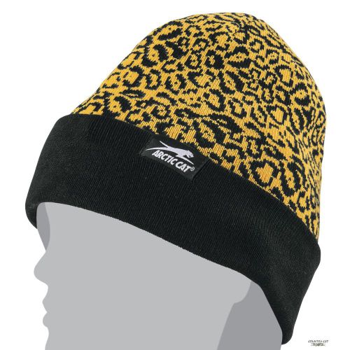 Arctic cat women’s leopard print winter beanie hat - black gold - 5263-032