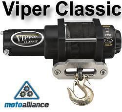 New viper classic 2500lb winch black amsteel-blue synthetic rope motoalliance